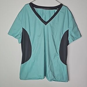 Allure white cross teal and gray 3XL scrub top